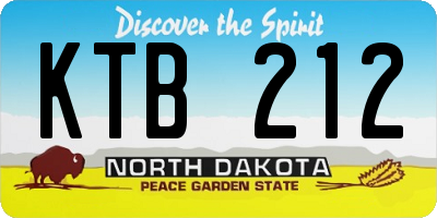 ND license plate KTB212