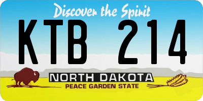 ND license plate KTB214