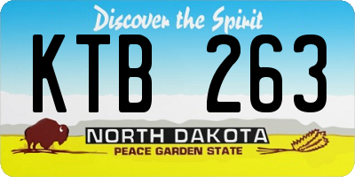 ND license plate KTB263