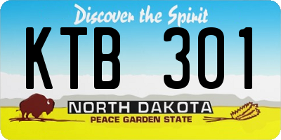 ND license plate KTB301