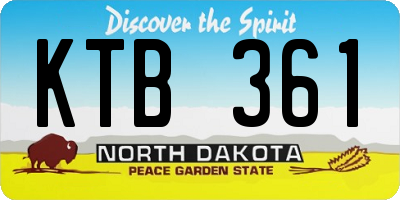 ND license plate KTB361