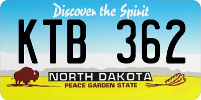 ND license plate KTB362