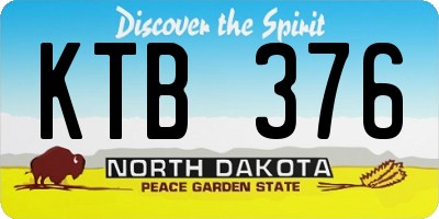 ND license plate KTB376