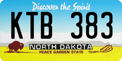 ND license plate KTB383