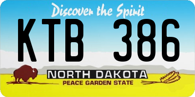 ND license plate KTB386