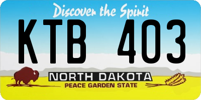 ND license plate KTB403