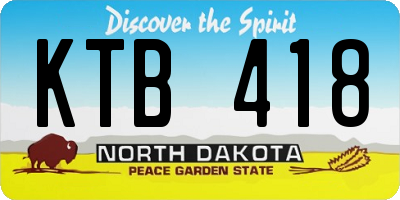 ND license plate KTB418
