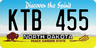 ND license plate KTB455