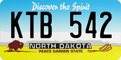 ND license plate KTB542