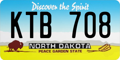 ND license plate KTB708