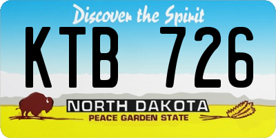 ND license plate KTB726