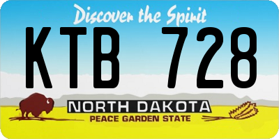 ND license plate KTB728