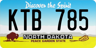 ND license plate KTB785
