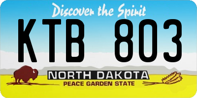 ND license plate KTB803