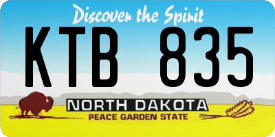 ND license plate KTB835