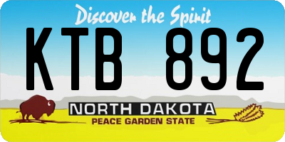 ND license plate KTB892