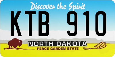 ND license plate KTB910