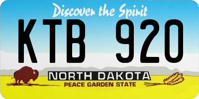 ND license plate KTB920