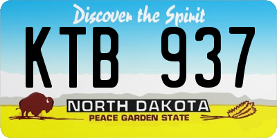 ND license plate KTB937