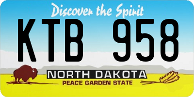 ND license plate KTB958
