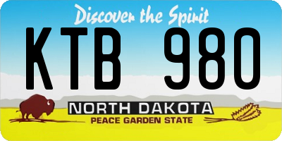 ND license plate KTB980