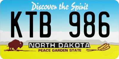 ND license plate KTB986