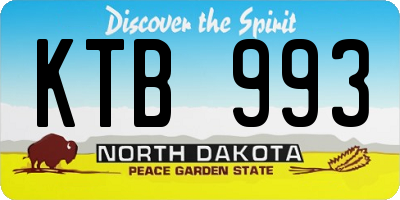 ND license plate KTB993
