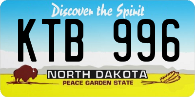 ND license plate KTB996