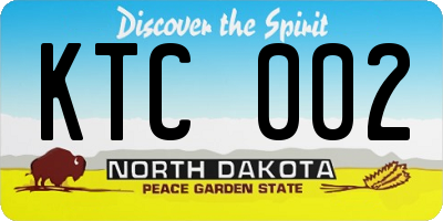 ND license plate KTC002