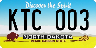 ND license plate KTC003