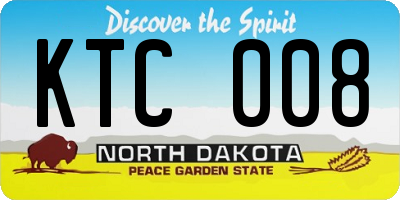 ND license plate KTC008