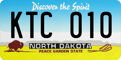 ND license plate KTC010