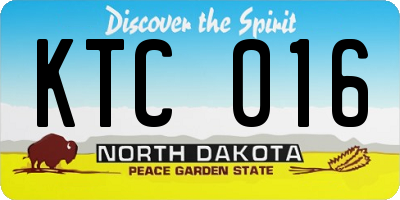 ND license plate KTC016