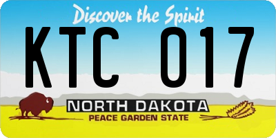 ND license plate KTC017