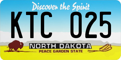 ND license plate KTC025