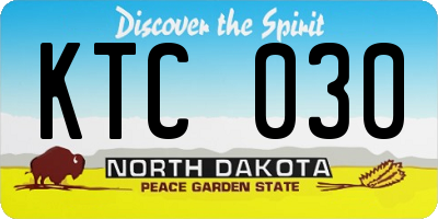 ND license plate KTC030