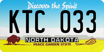 ND license plate KTC033