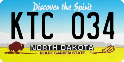 ND license plate KTC034