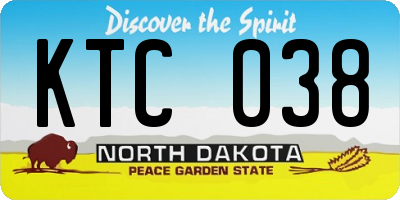 ND license plate KTC038