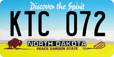 ND license plate KTC072