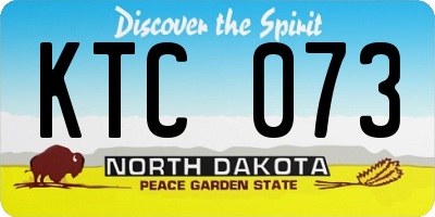 ND license plate KTC073