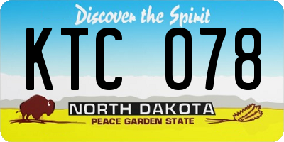 ND license plate KTC078