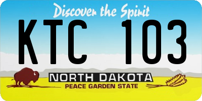ND license plate KTC103