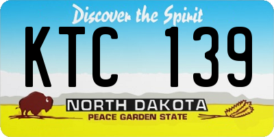 ND license plate KTC139