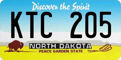 ND license plate KTC205