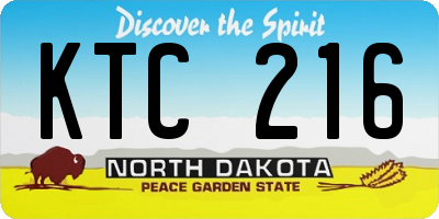 ND license plate KTC216