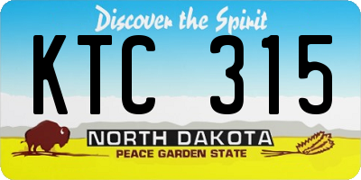 ND license plate KTC315