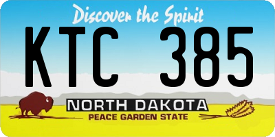 ND license plate KTC385