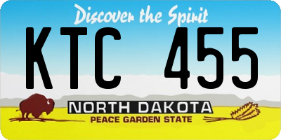 ND license plate KTC455