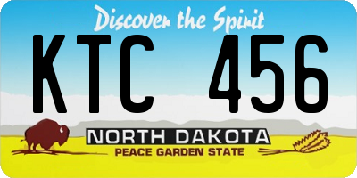 ND license plate KTC456
